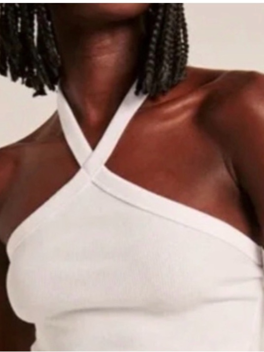 Abercrombie & Fitch Ribbed White Tank Bodysuit SMALL Crossover Neckline